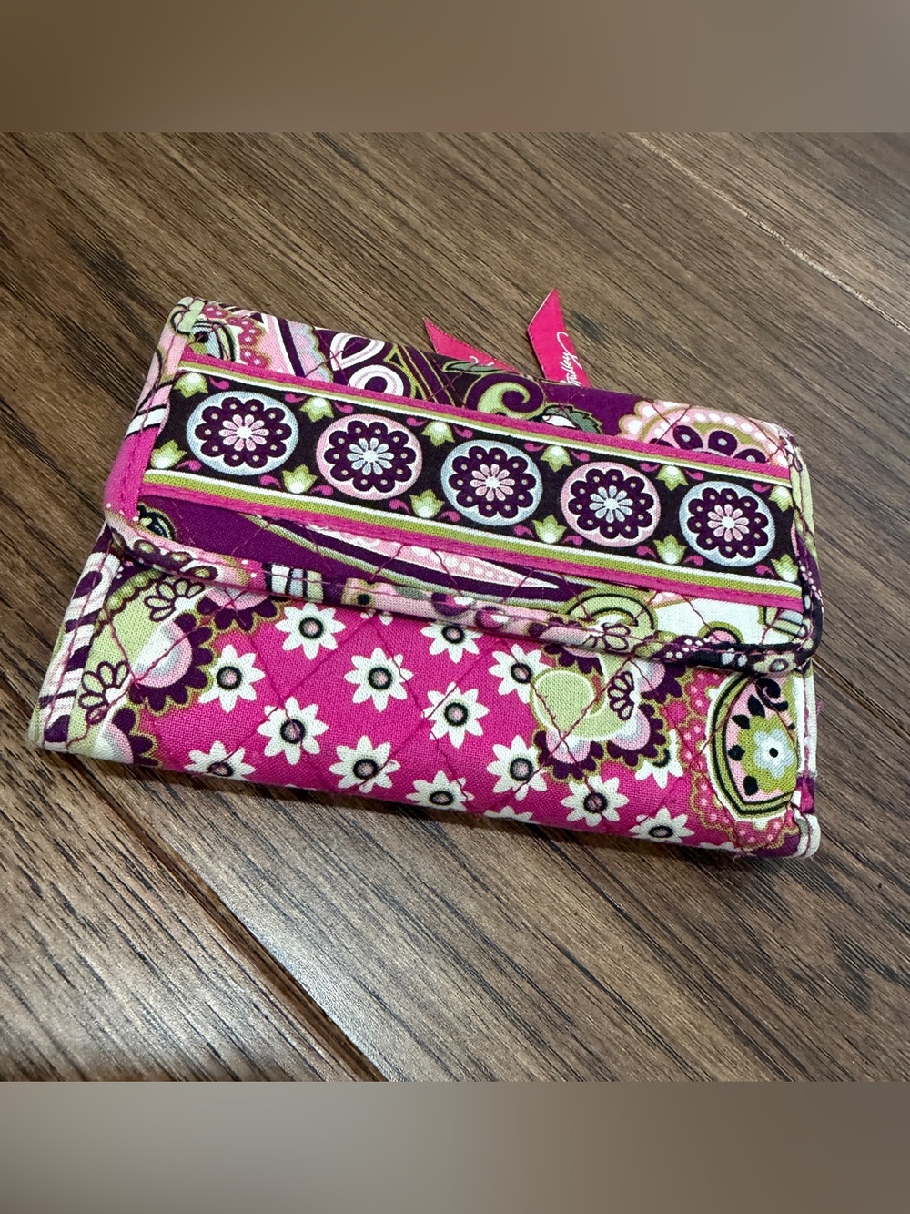 Vera Bradley Hot Pink Quilted Floral Fold Wallet